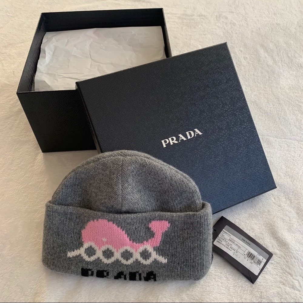 Prada Whale Intarsia Knit Beanie